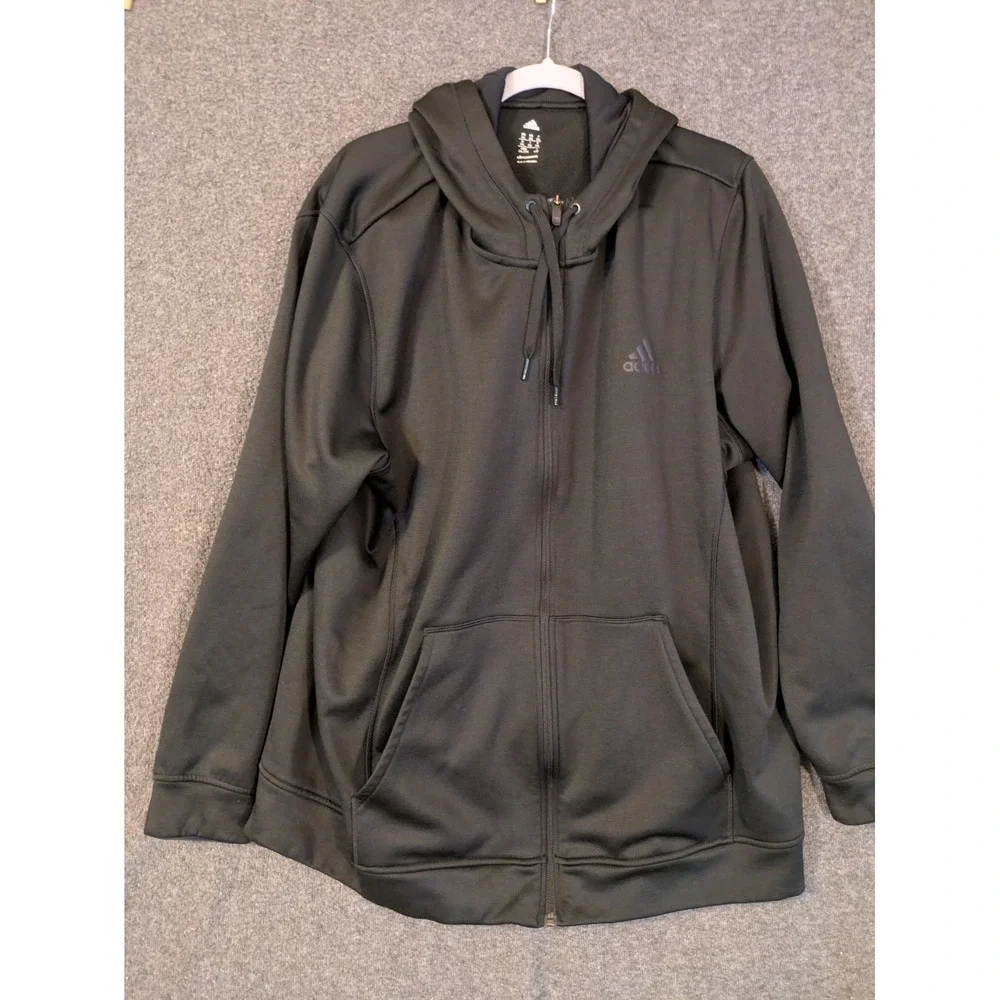Adidas Hoodie 2XL Black Climawarm Full Zip Jacket Athletic Mens Fall Ready